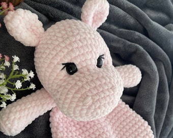 Written pattern, HIPPO snuggler, crochet hippo snuggler, hippoo snuggler pattern, amigurumi, crochet hippo lovey, PDF download english/czech