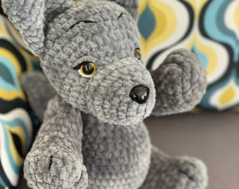 Crochet dog pattern, written pattern PDF, ENGLISH and CZECH written pattern, crochet wolf, crochet doggie, crochet dog instructions