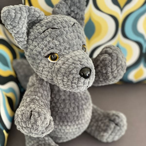 Crochet dog pattern, written pattern PDF, ENGLISH and CZECH written pattern, crochet wolf, crochet doggie, crochet dog instructions