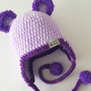 Bonnet d'ours au crochet avec cache-oreilles, modèle écrit en 9 tailles, téléchargement pdf, modèle de bonnet d'ours, modèle écrit, modèle pdf, bonnet avec oreilles d'ours image 1