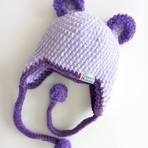 Bonnet d'ours au crochet avec cache-oreilles, modèle écrit en 9 tailles, téléchargement pdf, modèle de bonnet d'ours, modèle écrit, modèle pdf, bonnet avec oreilles d'ours image 2