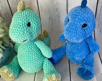 Dinosaur Crochet Pattern – PDF + Video | Amigurumi Plush Dino | English & Czech written instructions how to crochet cute plush dinosaur