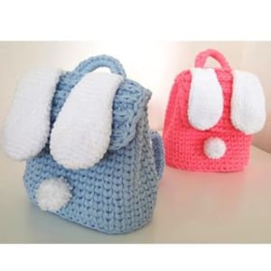 crochet rabbit backpack PATTERN, PDF written pattern, rabitt back pack, rabbit bag, back pack for kids