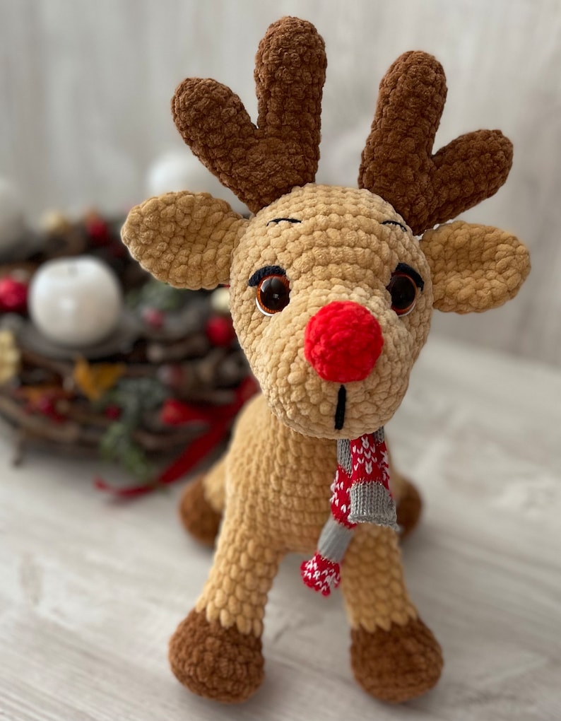 Crochet reindeer WRITTEN PATTERN, crochet reindeer PDF, Christmas decoration, christmas reindeer, the reindeer Rudolf, crochet reindeer image 9