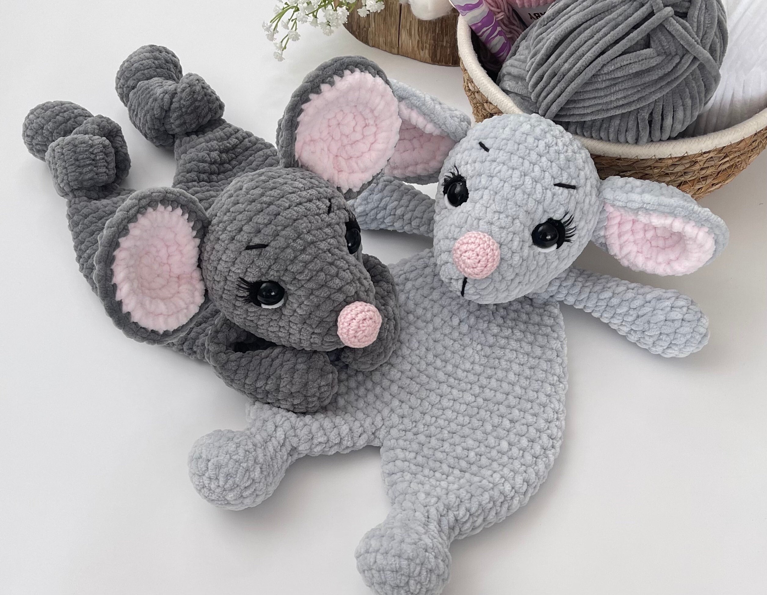 39 Mouse Crochet Patterns: Cute, Giftable Designs for Confident Beginners and More 33 Crochet Mouse Lovey Plush Mouse Snuggler / Baby Comforter