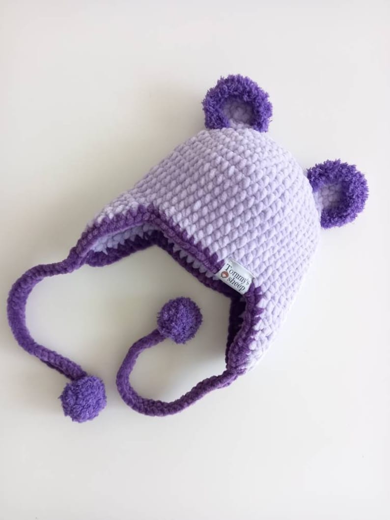 Crochet bear hat with ear flaps, 9 sizes written pattern, pdf download, bear hat pattern, written pattern, pdf pattern, hat with bear ears zdjęcie 5