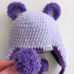 Bonnet d'ours au crochet avec cache-oreilles, modèle écrit en 9 tailles, téléchargement pdf, modèle de bonnet d'ours, modèle écrit, modèle pdf, bonnet avec oreilles d'ours image 3