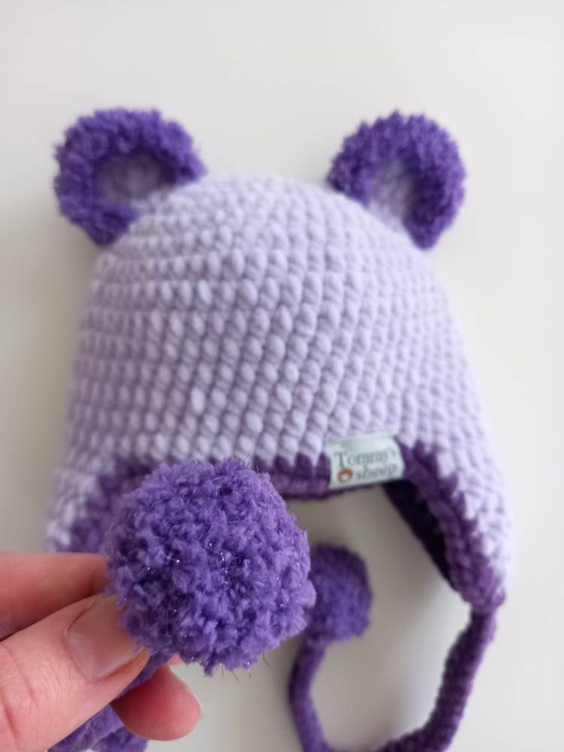 Crochet bear hat with ear flaps, 9 sizes written pattern, pdf download, bear hat pattern, written pattern, pdf pattern, hat with bear ears zdjęcie 3