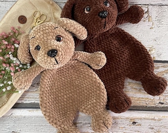 Patrón de peluche de crochet para perro (PDF + video), manta de seguridad para cachorros amigurumi, juguete reconfortante para bebé, patrón de crochet fácil, regalo para baby shower (inglés y chino)