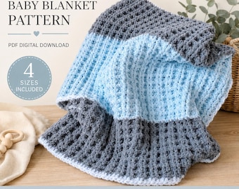 Crochet Waffle Plush Blanket Pattern, Waffle Stitch, 4 Sizes Included (PDF Download)