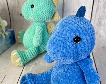 Crochet Dinosaur Pattern, Amigurumi Plush Dino Toy, Stuffed Animal PDF + Video Tutorial