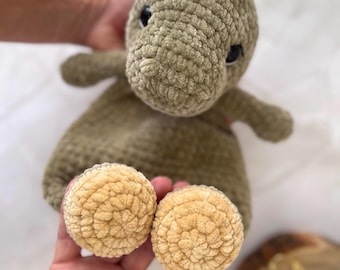 Crochet Dinosaur Pattern PDF, Amigurumi Dinosaur Snuggler, Plush Toy Crochet Pattern, Baby Lovey, Easy Crochet Toy