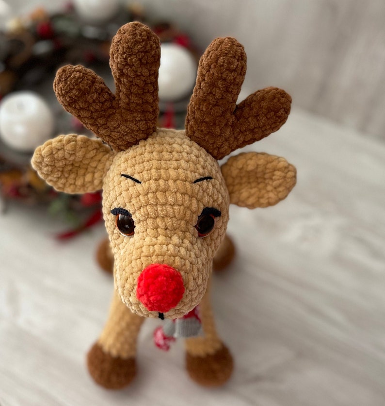 Crochet reindeer WRITTEN PATTERN, crochet reindeer PDF, Christmas decoration, christmas reindeer, the reindeer Rudolf, crochet reindeer image 7