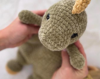 Crochet Dinosaur Pattern PDF, Amigurumi Dinosaur Snuggler, Plush Toy Crochet Pattern, Baby Lovey, Easy Crochet Toy
