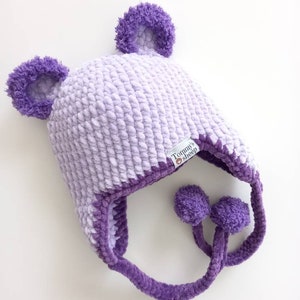 Crochet bear hat with ear flaps, 9 sizes written pattern, pdf download, bear hat pattern, written pattern, pdf pattern, hat with bear ears zdjęcie 6