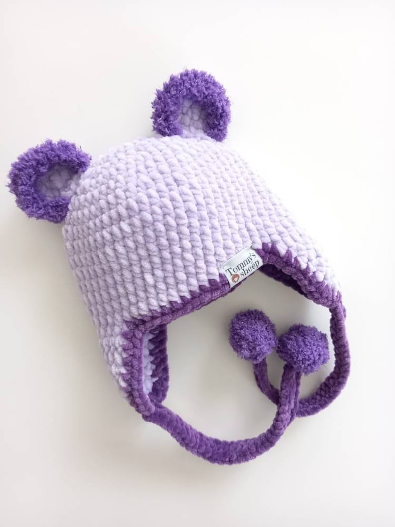 Crochet bear hat with ear flaps, 9 sizes written pattern, pdf download, bear hat pattern, written pattern, pdf pattern, hat with bear ears zdjęcie 6