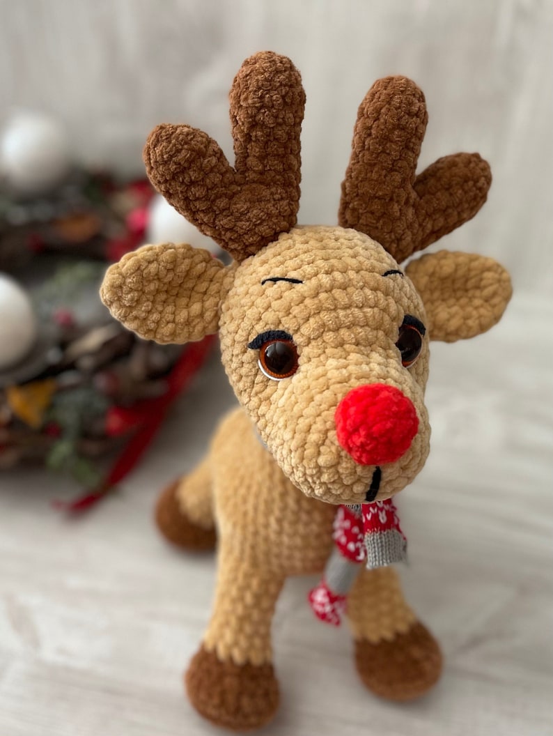 Crochet reindeer WRITTEN PATTERN, crochet reindeer PDF, Christmas decoration, christmas reindeer, the reindeer Rudolf, crochet reindeer image 1