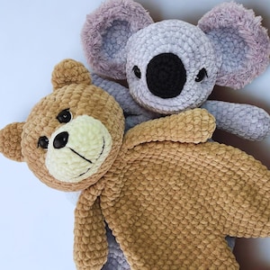2-in-1 Crochet Lovey Pattern Set | Bear Snuggler & Koala Snuggler Crochet Patterns PDF (EN/CZ) | Amigurumi Baby Shower Gift