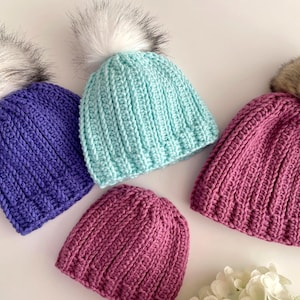 Chunky Crochet Beanie Pattern PDF, Easy Beginner Hat Tutorial, Winter Crochet Hat Instant Download, All sizes included from baby to adult