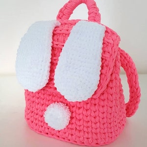 zaino coniglio all'uncinetto PATTERN, cartamodello scritto in PDF, zaino coniglio, borsa coniglio, zaino per bambini