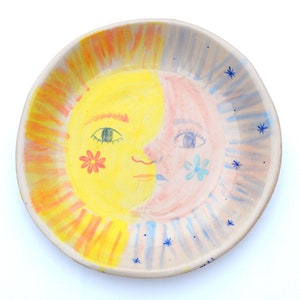 Eclipse Plate Ceramic, Moon & Sun