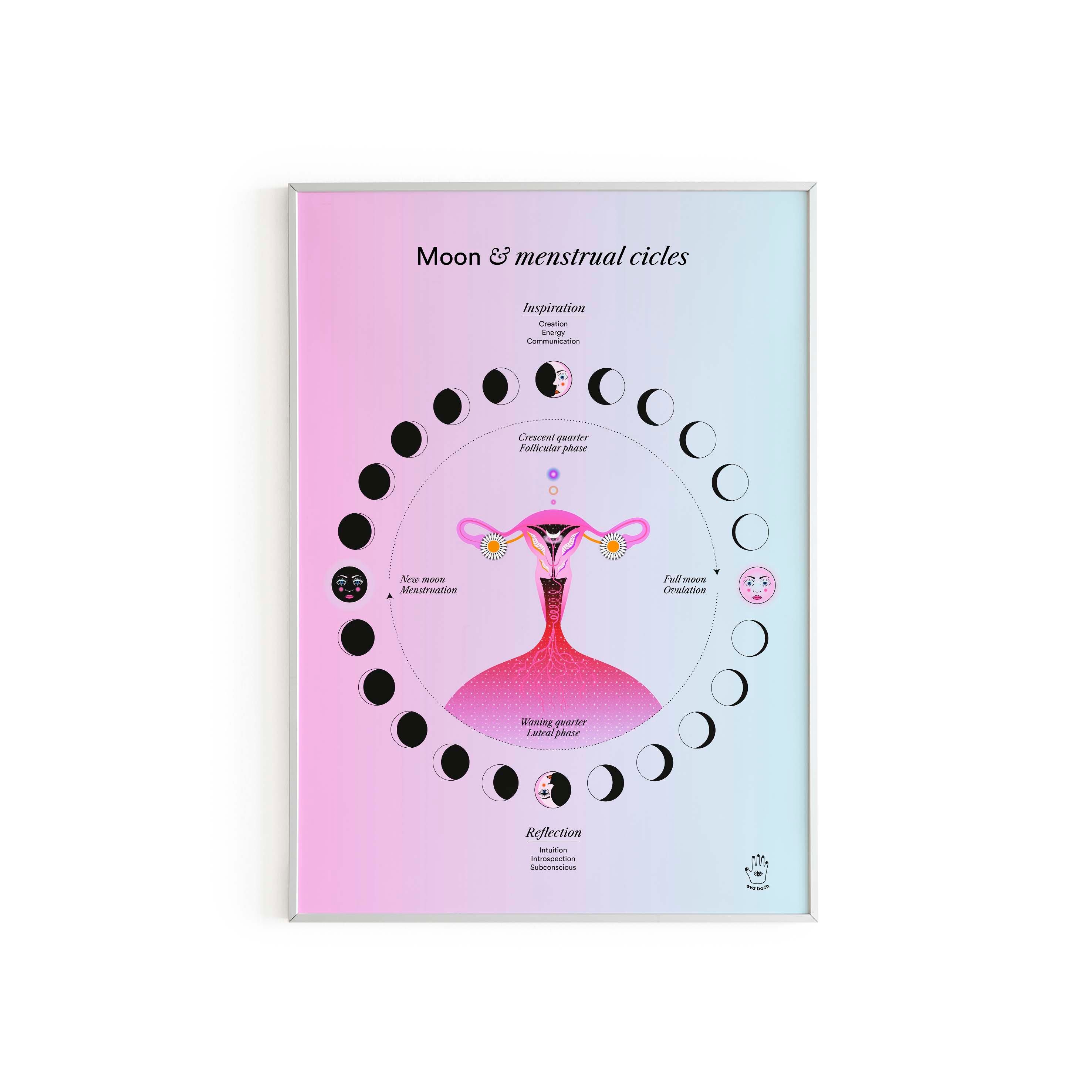 Lunar & Menstrual Cycle,wall Art Print, Poster, Illustration -  Finland