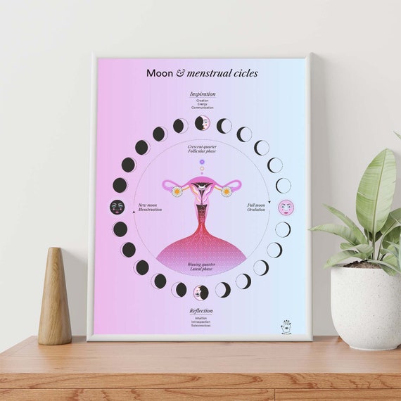 Lunar & Menstrual Cycle,wall Art Print, Poster, Illustration -  Finland