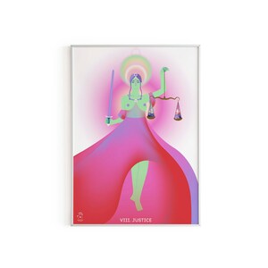 Stampa artistica dei Tarocchi della giustizia, stampa artistica da parete, poster, illustrazione