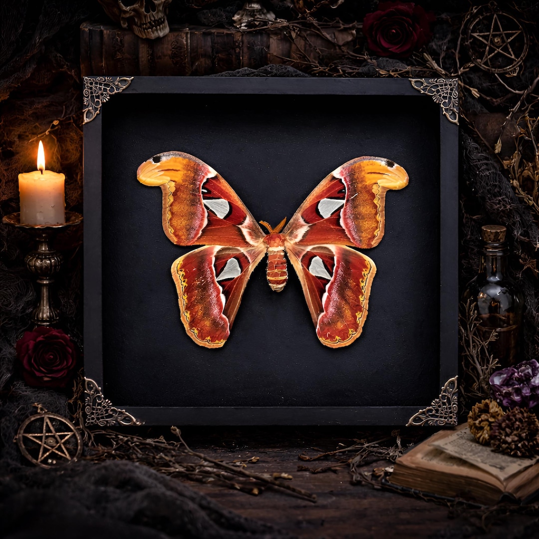 Real Framed Giant Atlas Moth Gothic Wall Decor Butterfly Insect Taxidermy Entomology Goth Wall Hanging Art Oddities Decoration - Etsy