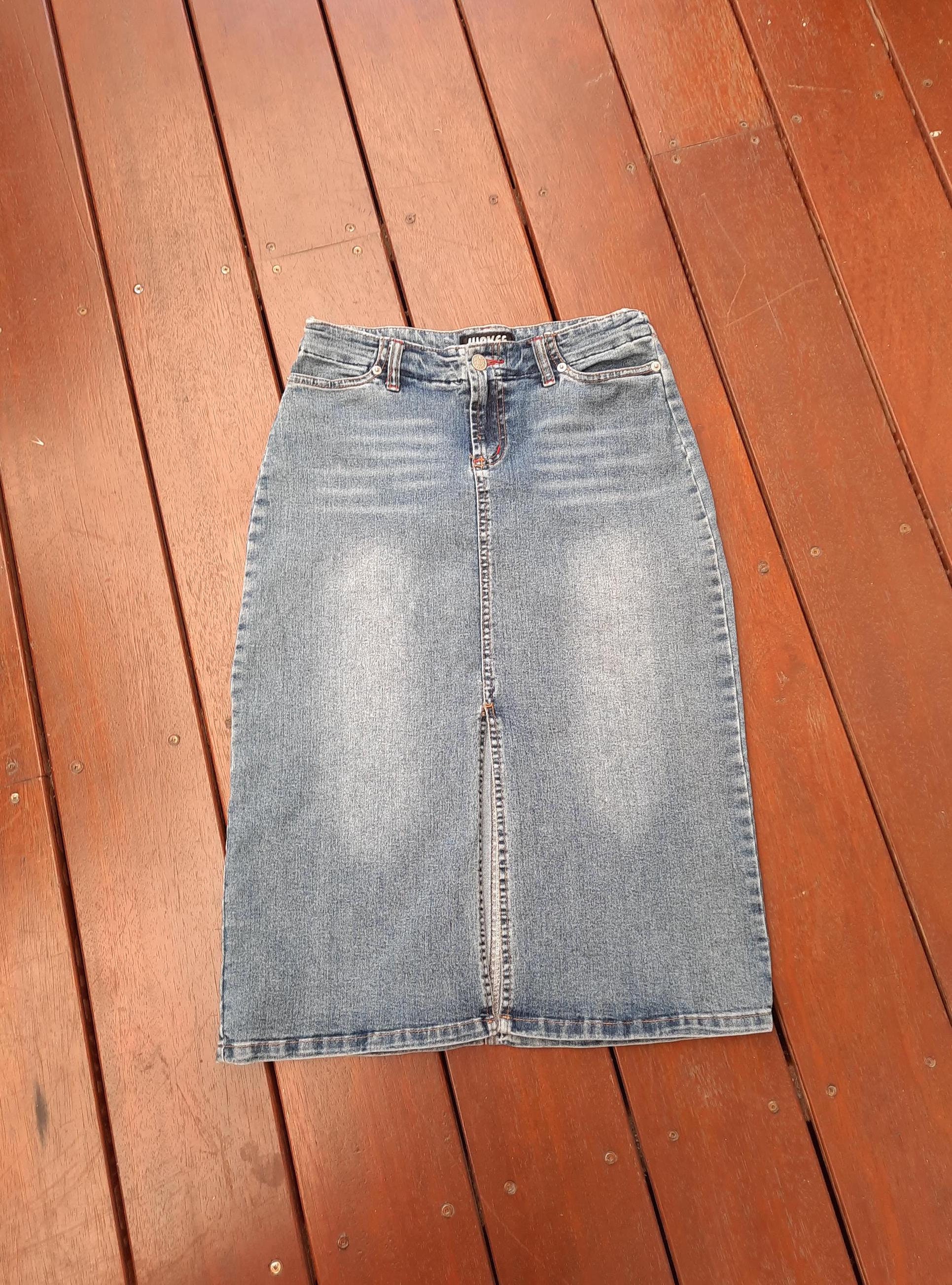 Crawford High Waist Faded Denim Skirt 8/26 / Faded Denim