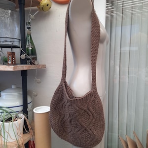 Chocolate Brown 00s Vintage Knit Shoulder Bag Bild 1