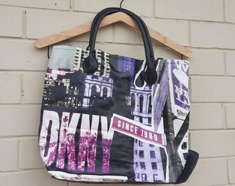 DKNY Donna Karan NY 00s Y2K Designer fold away TOTE Bag