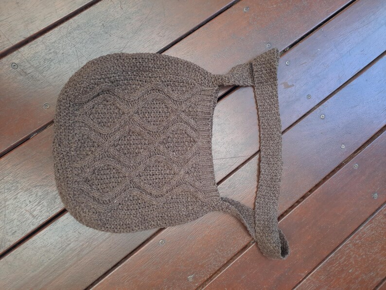 Chocolate Brown 00s Vintage Knit Shoulder Bag Bild 4