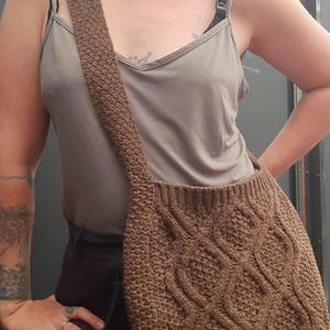 Chocolate Brown 00s Vintage Knit Shoulder Bag Bild 3