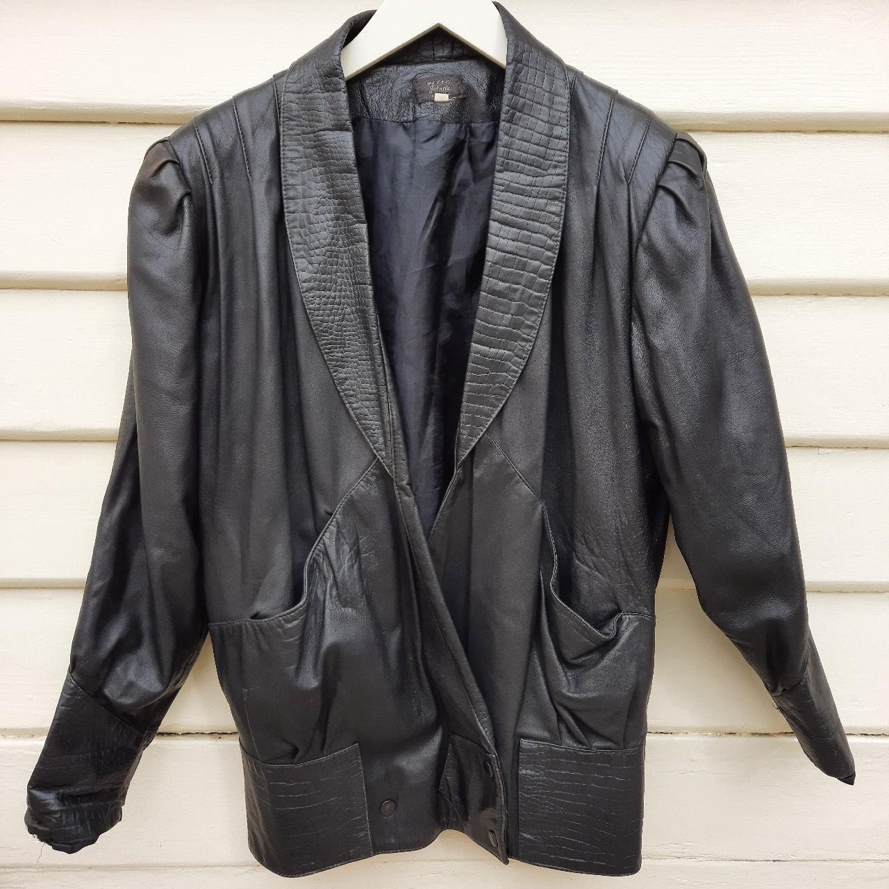 Johenic Classic 80s Vintage Leather Jacket With Croc Detail - Etsy
