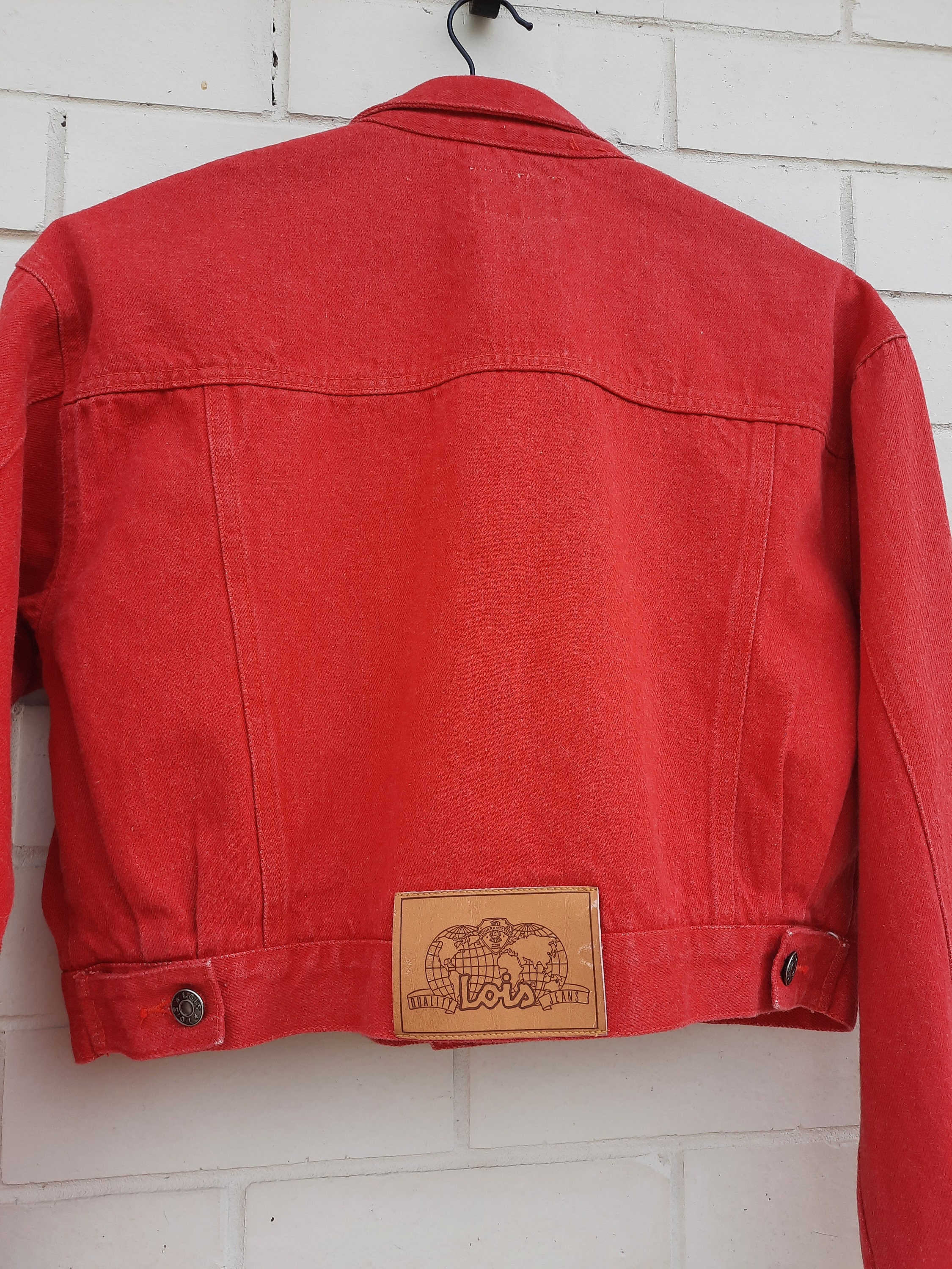 LOIS Quality Jeans 90s Vintage Red Designer Denim Jacket M