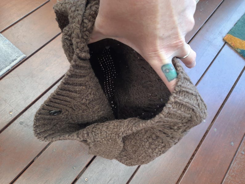 Chocolate Brown 00s Vintage Knit Shoulder Bag Bild 7