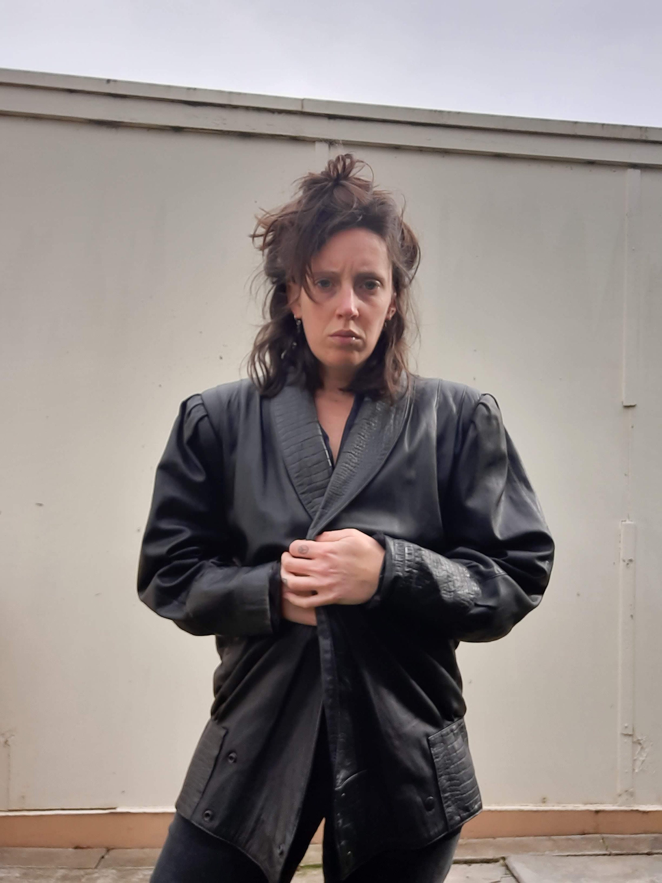 Johenic Classic 80s Vintage Leather Jacket With Croc Detail - Etsy