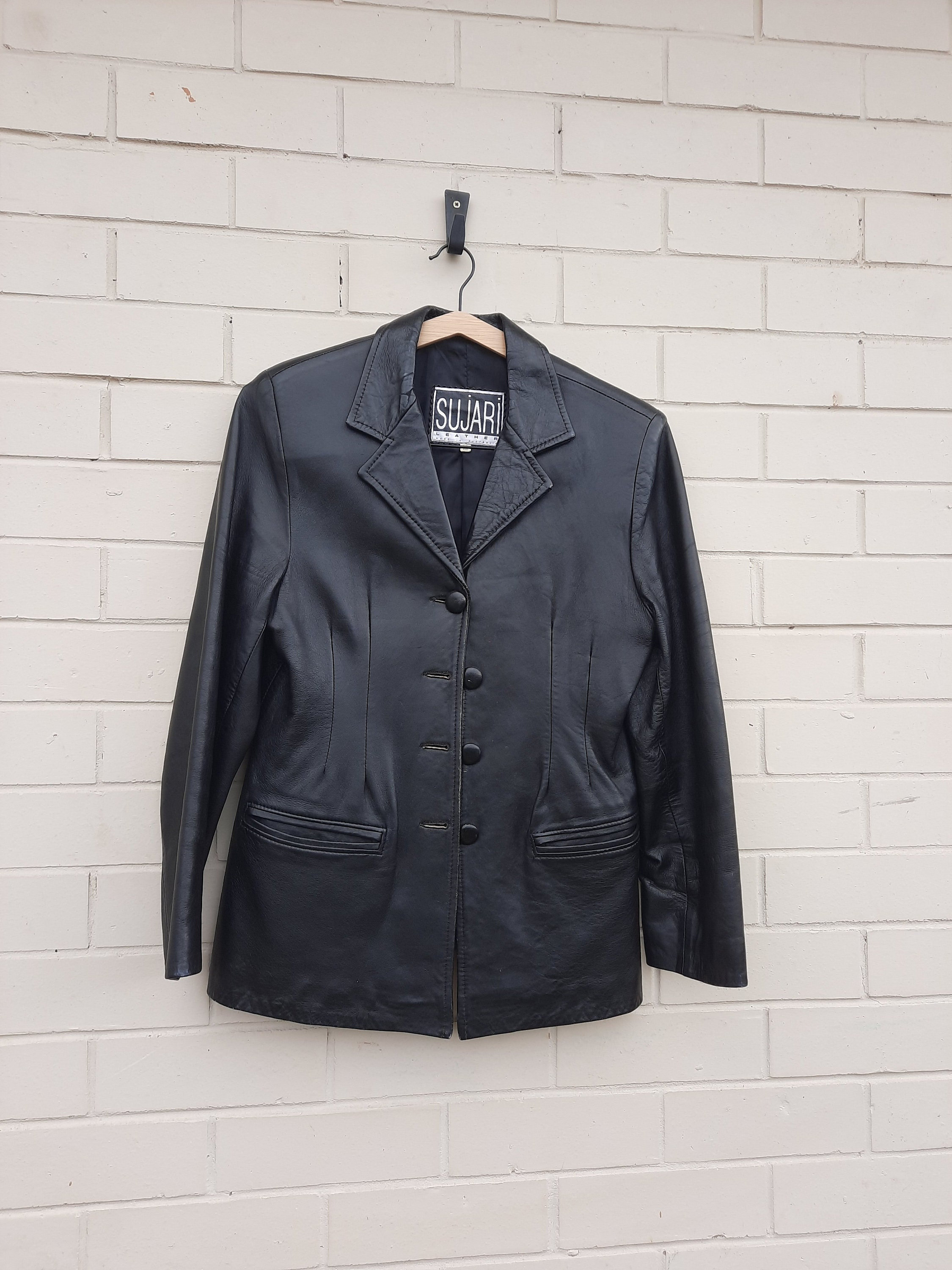 Sujari 90s Does Mod Vintage Black Leather Jacket M - Etsy New Zealand