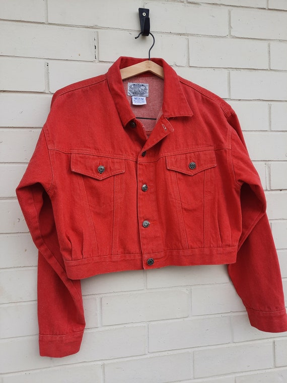 LOIS Quality Jeans 90s Vintage Red Designer Denim Jacket M