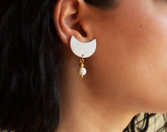 CLEARANCE end collection, Moon earrings dangle, Clay earrings handmade, Boho earrings Hypoallergenic, Handmade gifts for women