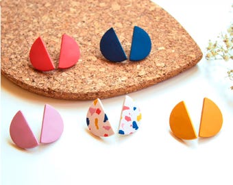 Minimalist stud earring handmade, Hypoallergenic lightweight earrings, Modern earrings, Geometric jewellery, Spring summer gift for her