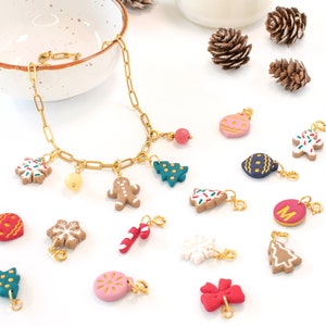 Custom christmas multi charm necklace, Charm jewelry handmade, Holiday necklace, Paperclip necklace 18K Gold Plated, Handmade Gifts for her