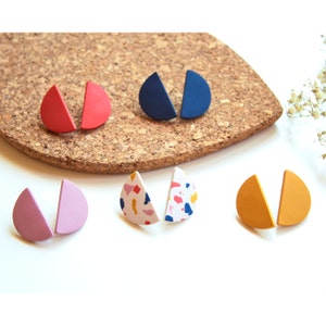 Minimalist stud earring set handmade, Modern earrings, Hypoallergenic clay earrings, Geometric jewelry, Mother's Day gift