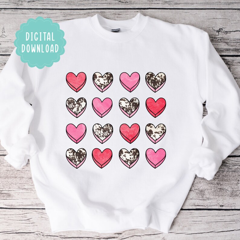 Valentine's Cowhide Heart Cut File SVG PNG PDF Western Valentine's Day