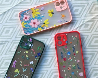 Cute Floral Case iPhone 11 12 13 Pro Mini Max XR X XS Max 7 8 SE Plus 6 6s Flower Phone Cover