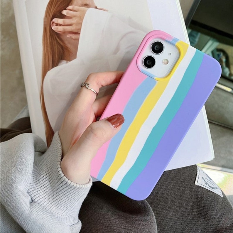 Rainbow Silicon Case iPhone 6 6s Plus Rainbow Case iPhone 7 8 Silicon Case Rainbow iPhone XR X Xs Max image 6