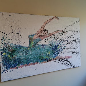 Große Leinwand, grüne Ballerina Wand Kunst Malerei