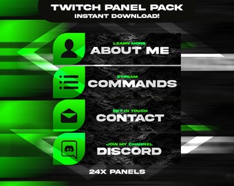 24 Twitch-panelen | Groene panelen | Zwarte oceaan