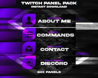 24 Twitch-panelen | Paarse panelen | Zwarte oceaan